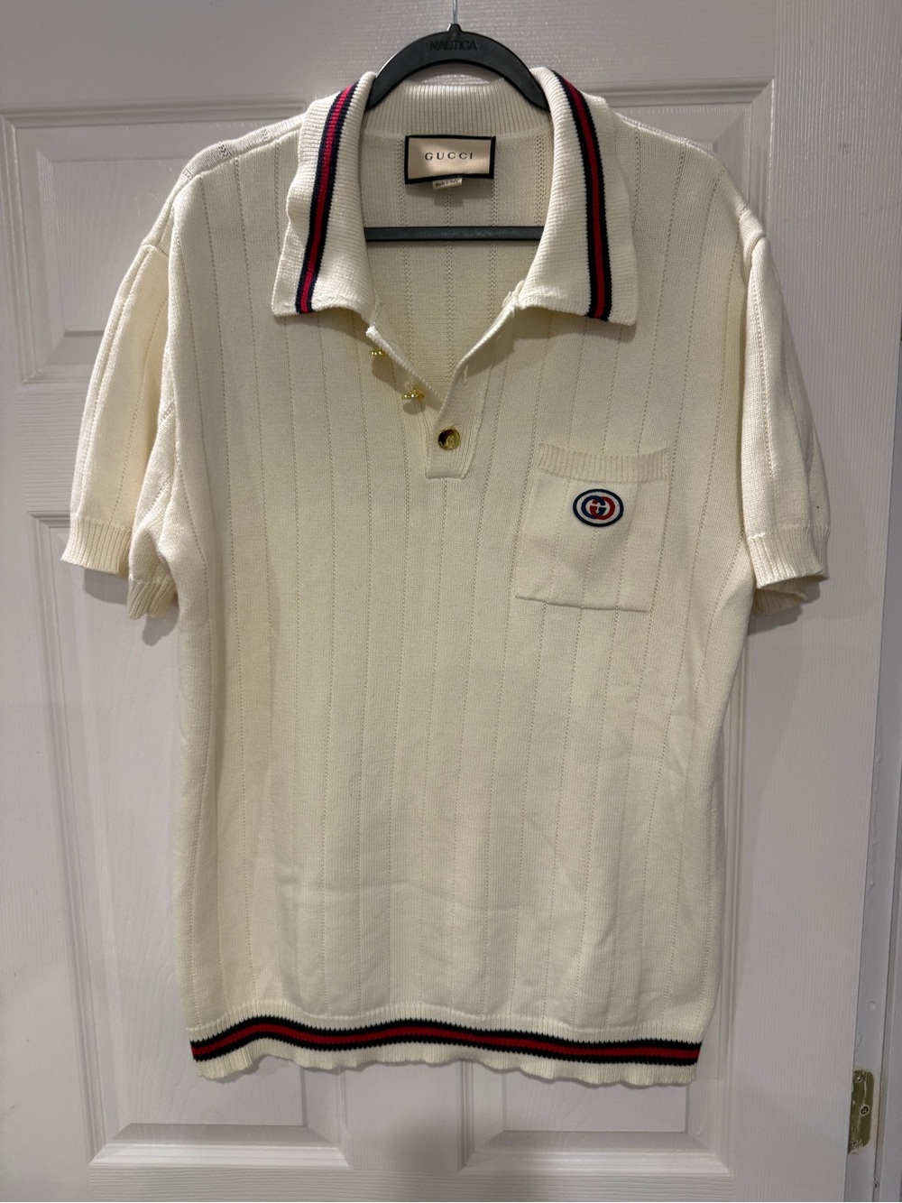 Gucci Cream Polo with Red and Navy Contrast Trim